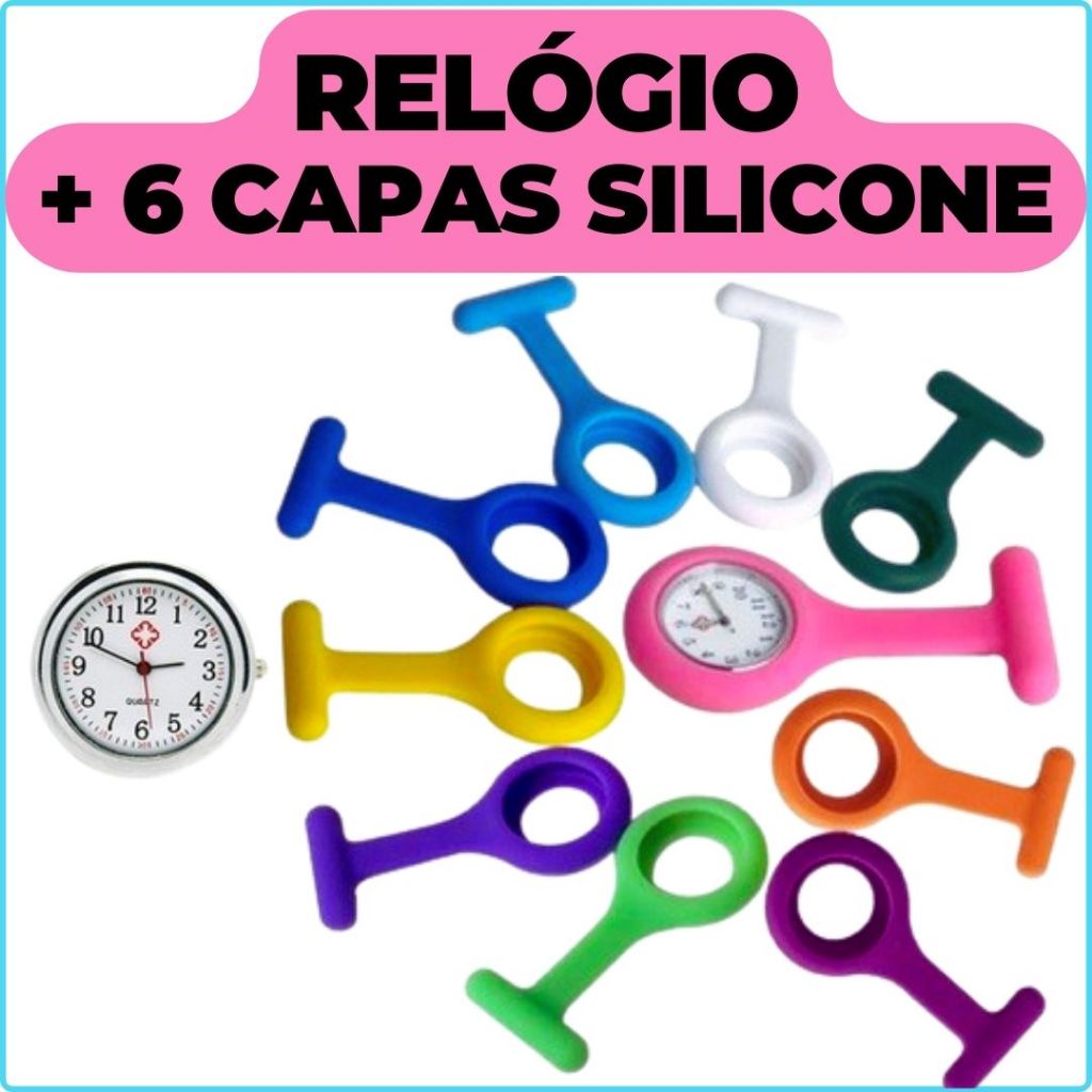 Relógio Jaleco com 6 capas de Silicone – Medicina, Enfermagem, Fisioterapia, etc.