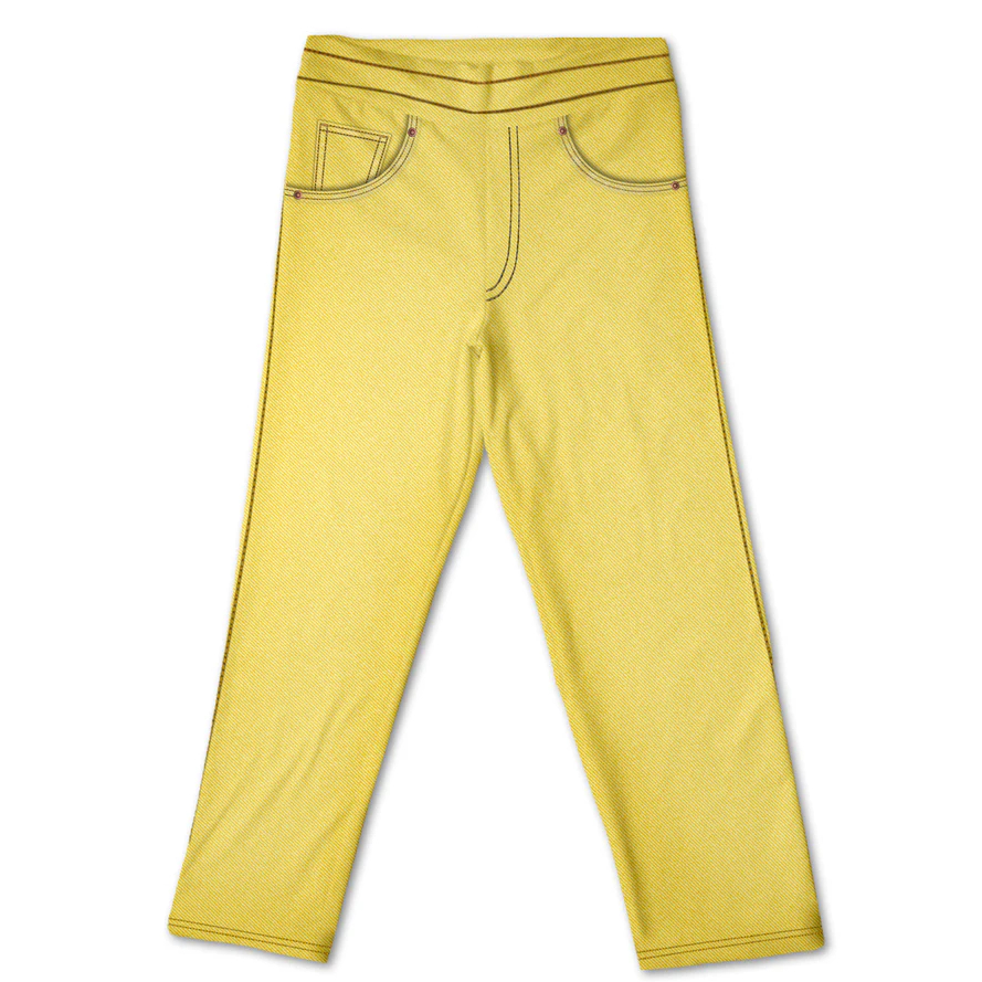 Calça Fake Jeans Infantil Amarelo MiniBoo Proteção Solar 50+