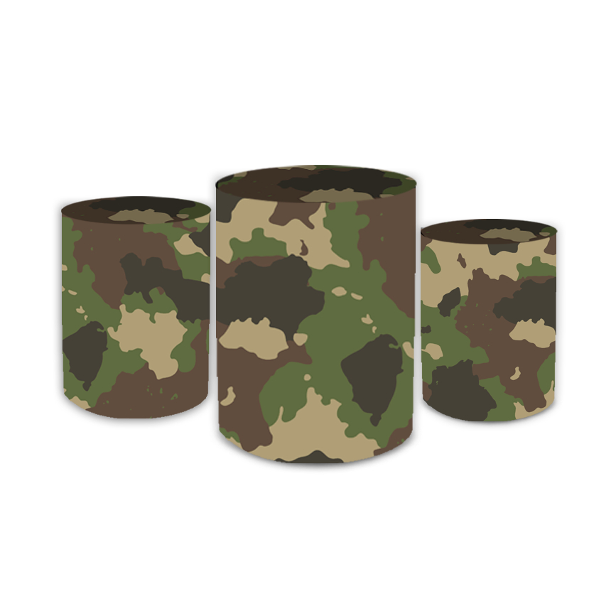 Trio Capas de Cilindro de Festa Sublimado Tema Camuflado Militar Exército Decor