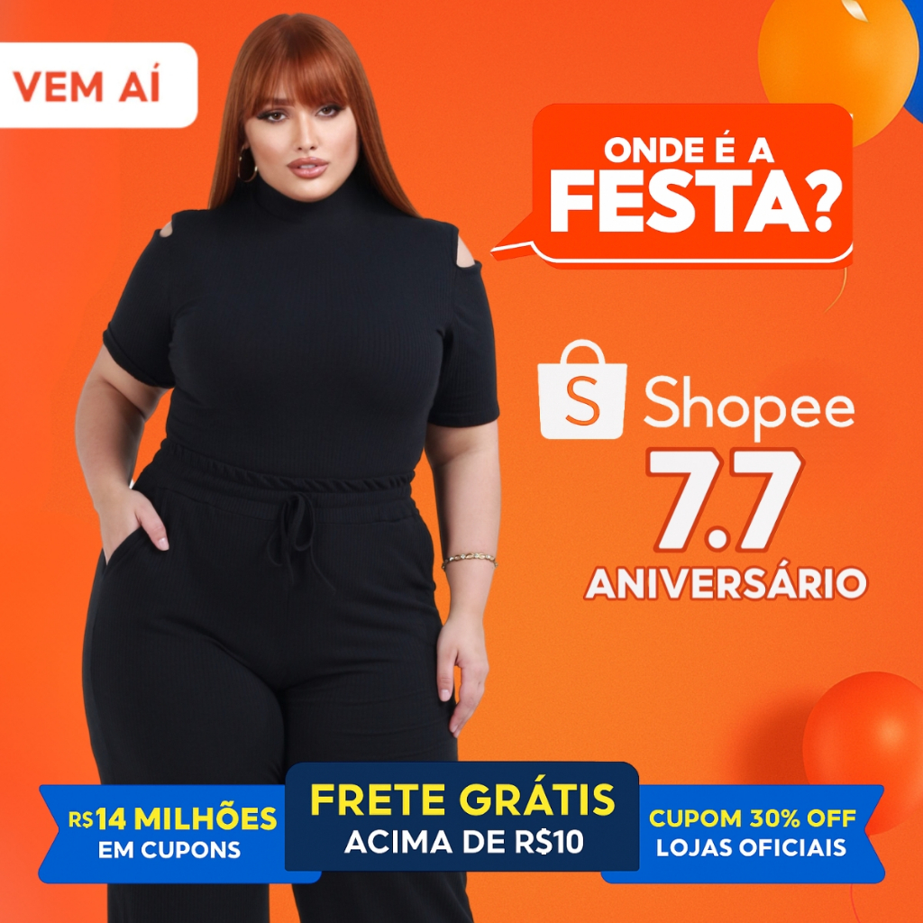 Conjunto Plus Size Calça Pantalona  Wide Leg e Blusa Casual G1 e G2