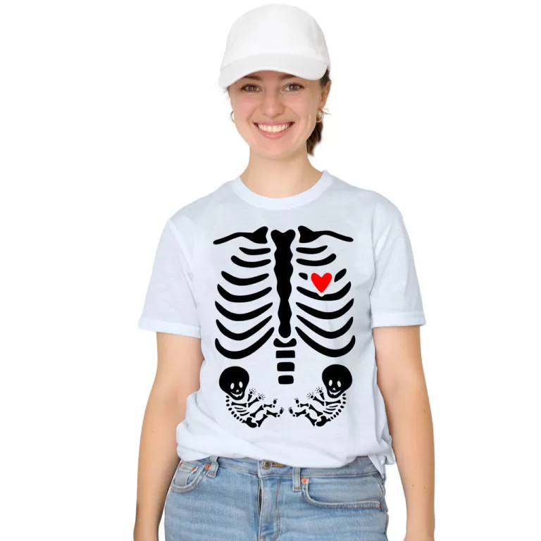 Camiseta Esqueleto Raio X Gestante Grávida Gêmeo