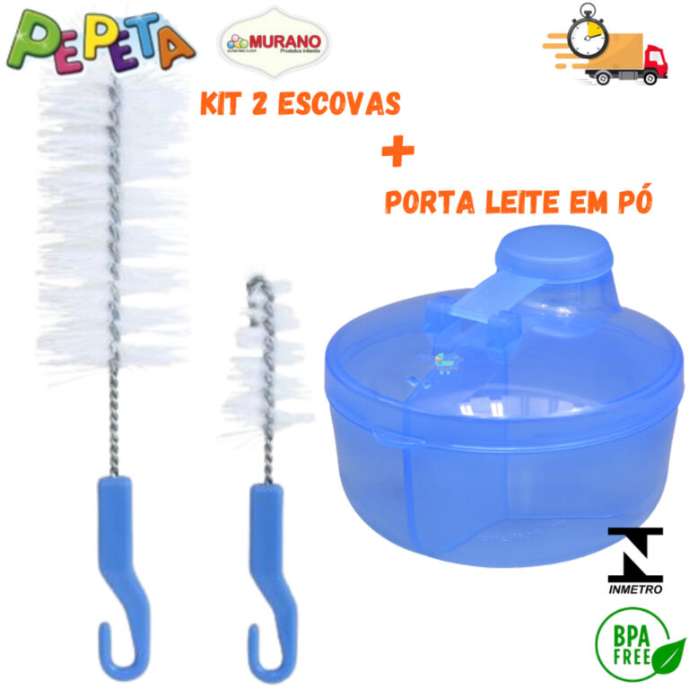 Kit Essencial 2 Escovas de Mamadeira + Porta Leite