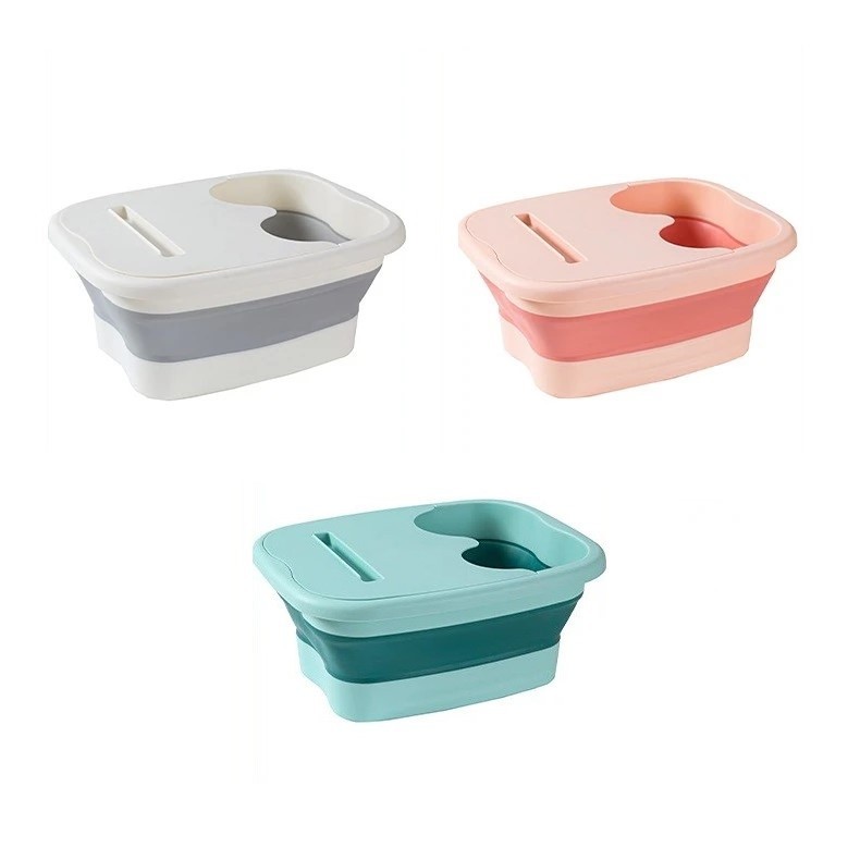 Bacia Para Pé dobrável com tampa banheira de imersão portátil de silicone