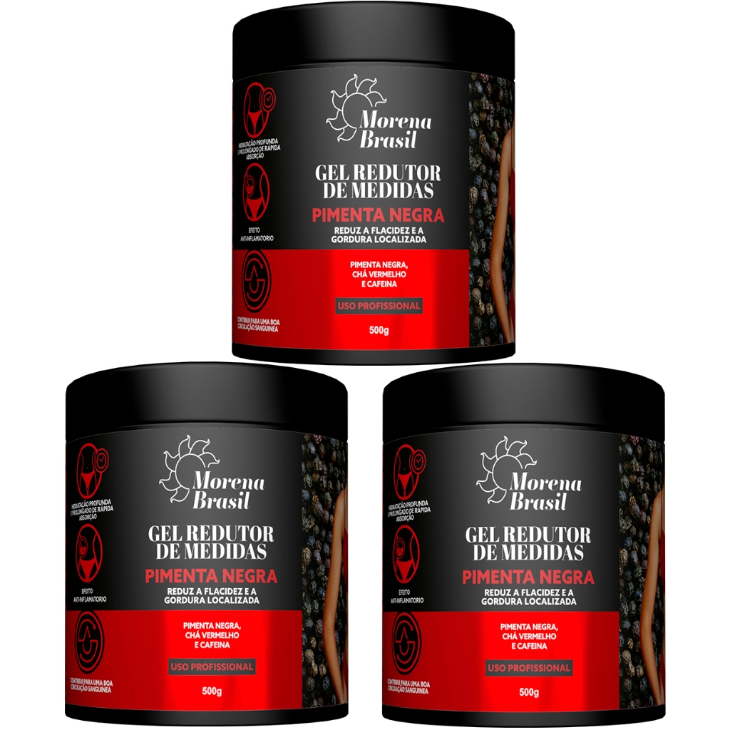 Kit 3 Gel de Massagem Morena Brasil |  Pimenta Negra 500g