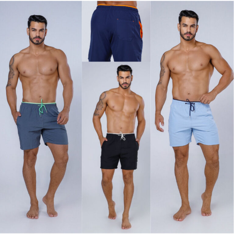 Short Masculino Tecido Liso Perfeito para Praia Pi