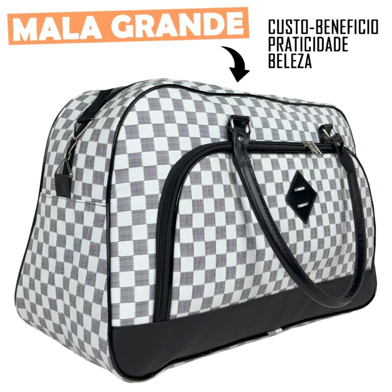 Mala de Mão Feminina Luxo de Bordo Branca com Pre