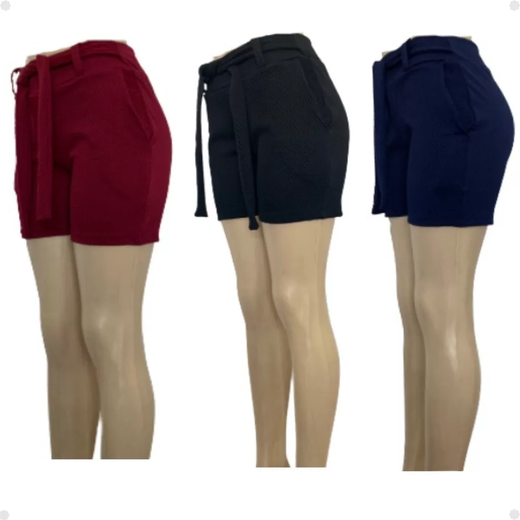 Kit com 3 Shorts Adulto Colmeia Levanta Bumbum Cintura Alta Conforto e Estilo para Todas as Ocasiões