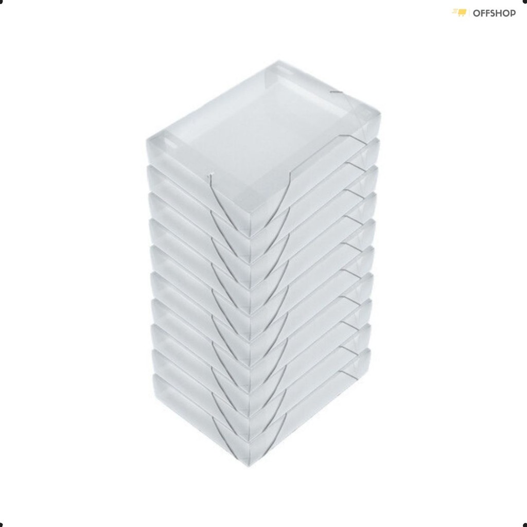 Kit 10 Pastas Plásticas C/ Elástico 55mm Classificador Transparente Organizador de Documentos Ofício