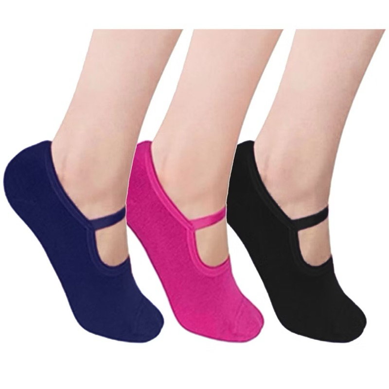 Meia kit 3/6/12 pares Sapatilha Pilates Fitness Yoga Antiderrapante Feminina