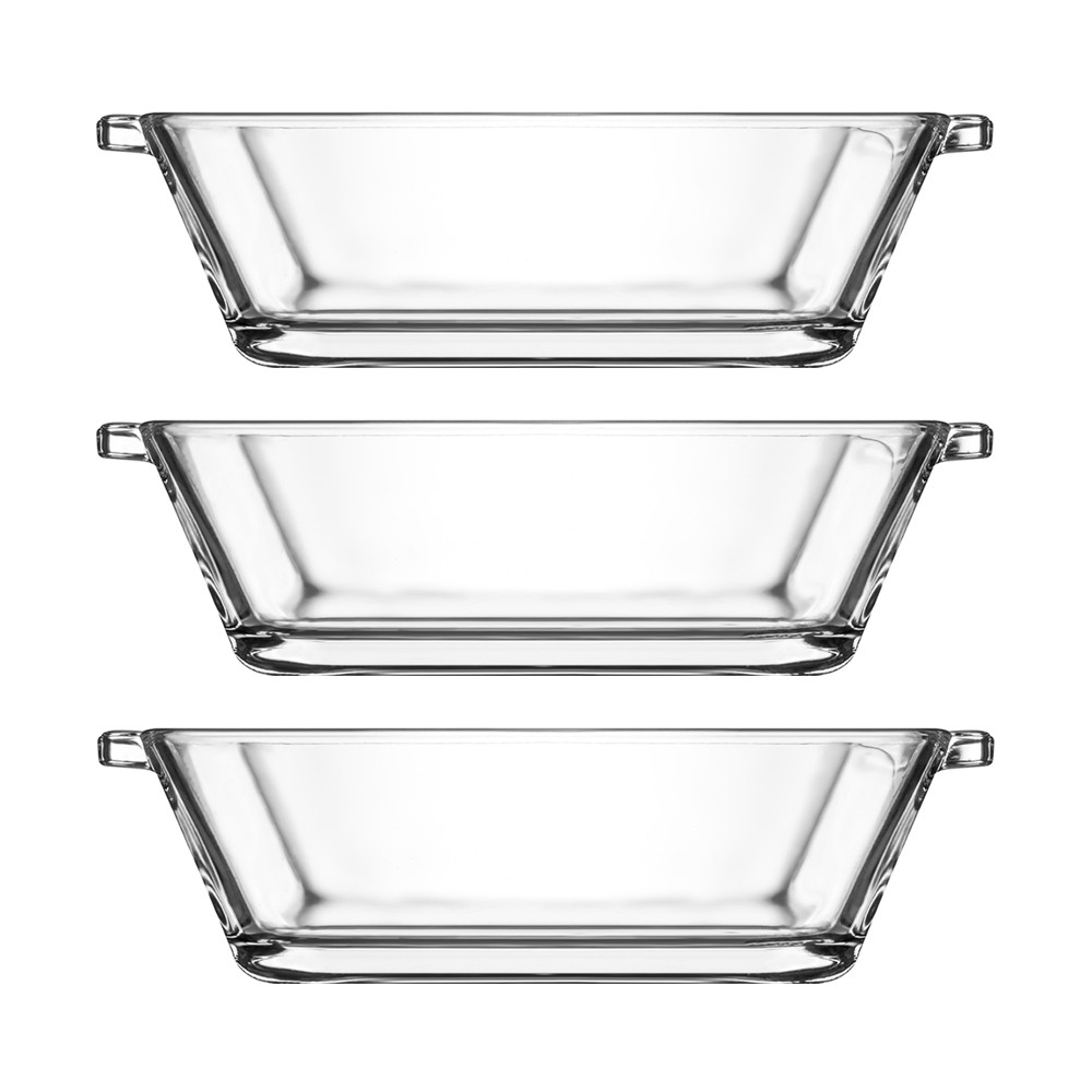 Jogo 3 Petisqueiras Retangular Vidro Casual 110ml