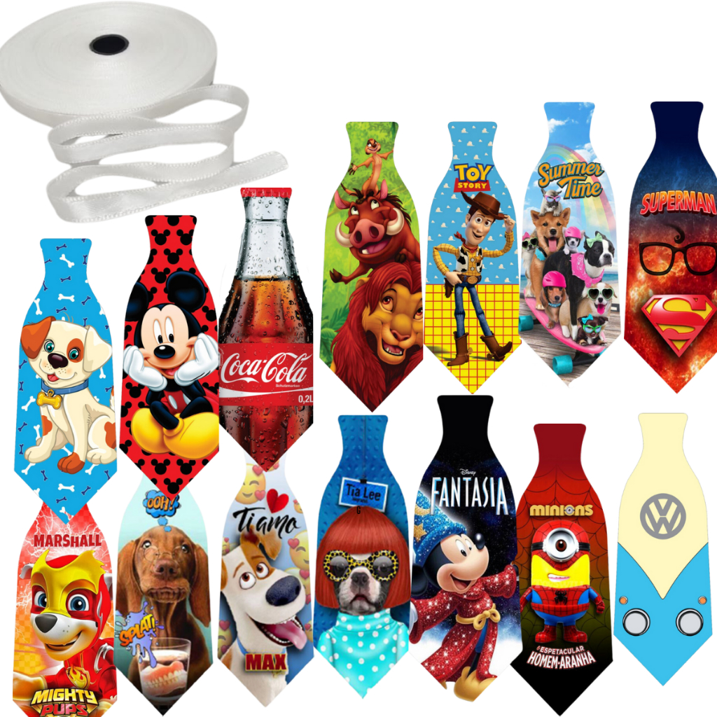 Gravata Estampada em Couro Sintético PET 100un C/ Fita Cetim