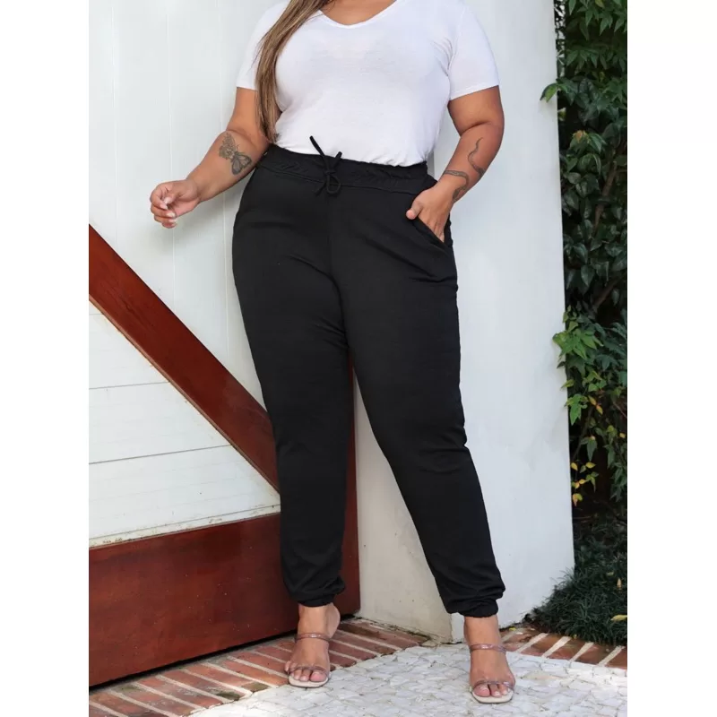 Calça Canelada Plus Size Jogger Promoção