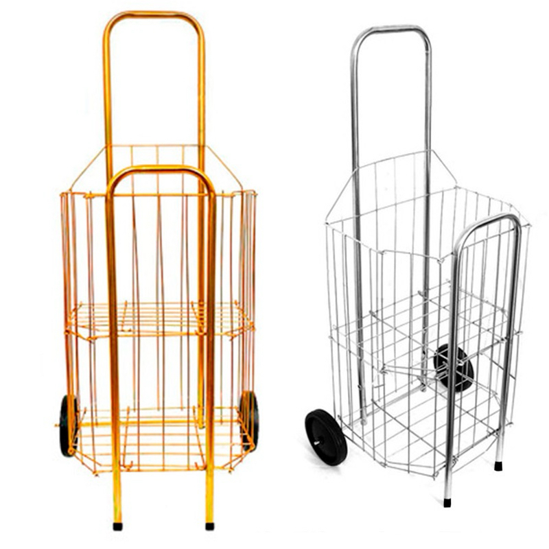 Carrinho de Feira Mão Compras Dobravel Madame Resistente Reforçado Dourado CSK 60 Kg