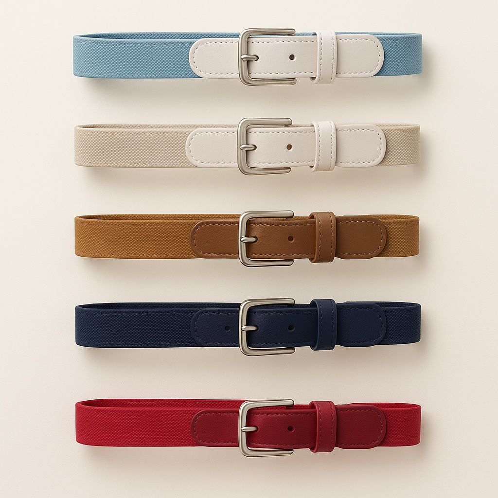 Cinto Elástico Infantil Social Esporte Fino Bebê Criança Fivela Prateada 2 cm P ao G