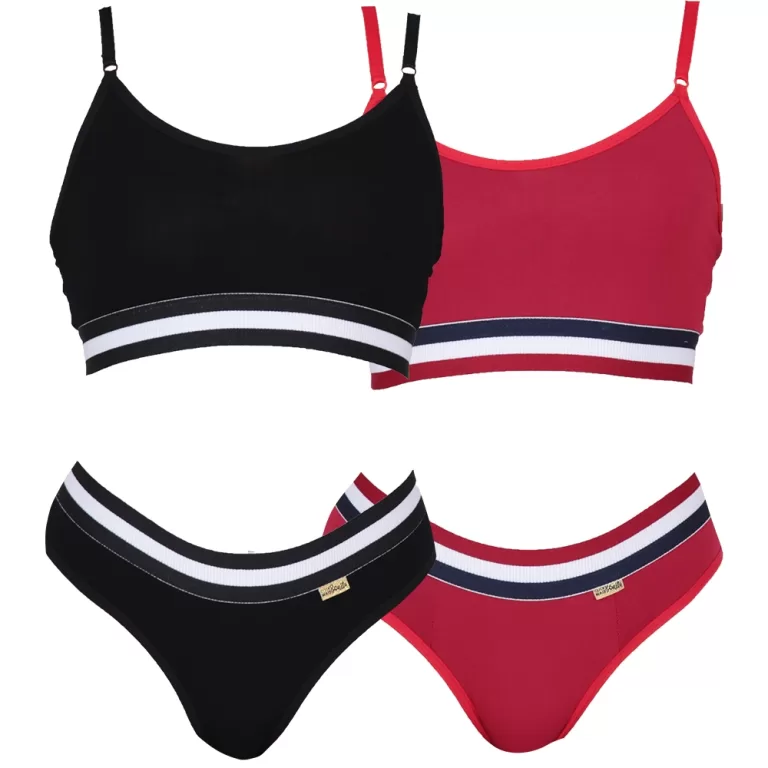 Kit 2 Conjuntos Top Listra + Tanga Fio Sexy Listra