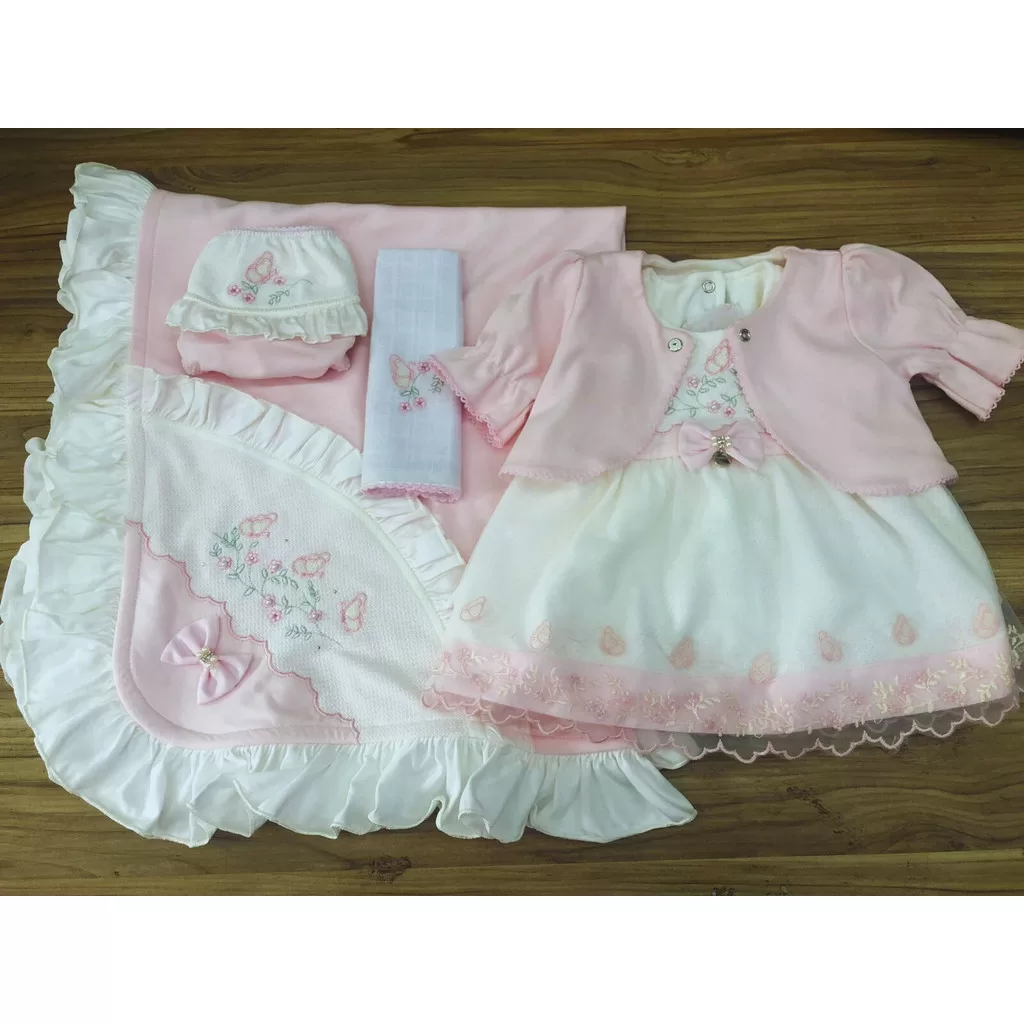 Saida de Maternidade Vestido Tule Pipoquinha Rosa