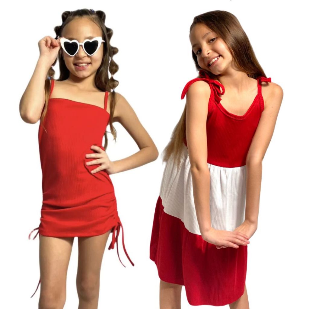 Kit 2 Vestidos Infantil Para Meninas Natal Ano Novo
