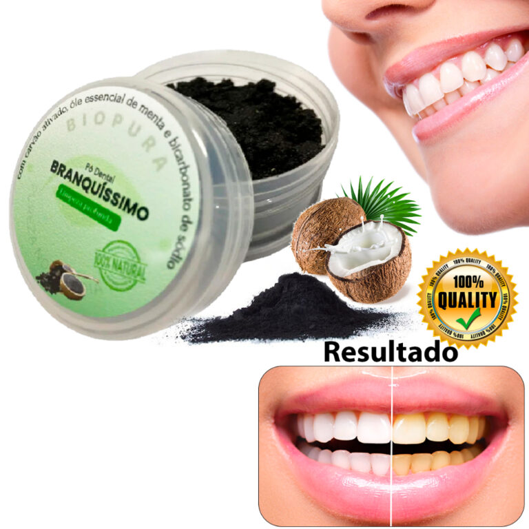 Pó Dental Clareador Natural Carvão Ativado Óleo