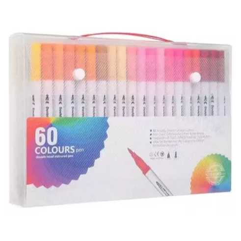 Maleta Conjunto 60 Canetas Brush Cores Sortidas Po