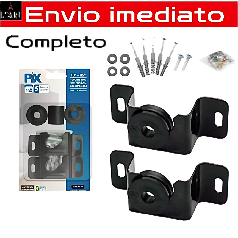 Suporte fixo Universal PIX p/ TV 1085 polegadas  até 80 Kg todas as marcas Parede/Painel Smart Led