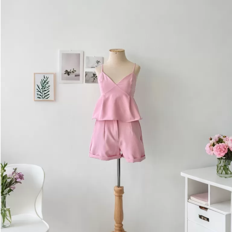 Conjunto Feminino Short +top Cropped Babado