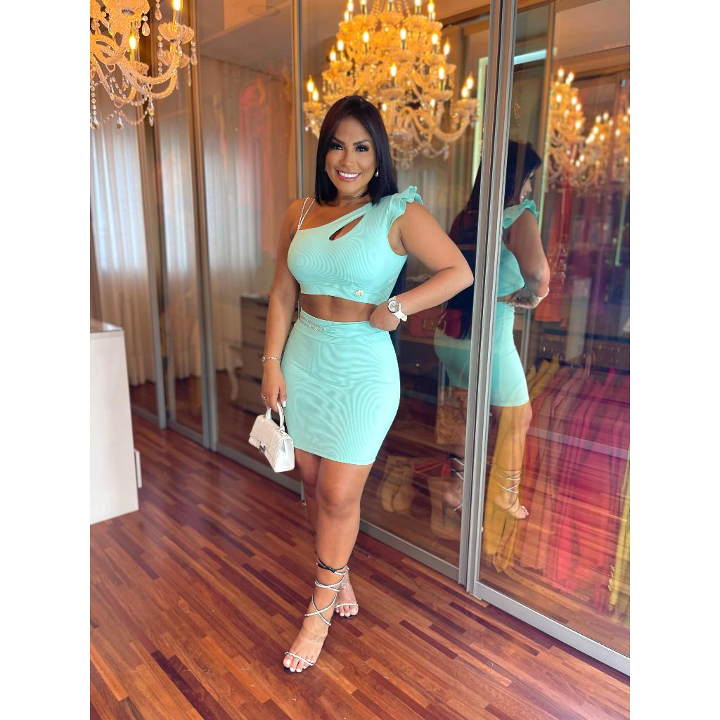 Conjunto Ari- Verde Água -Casual/Festa Envio Rápido TAM U