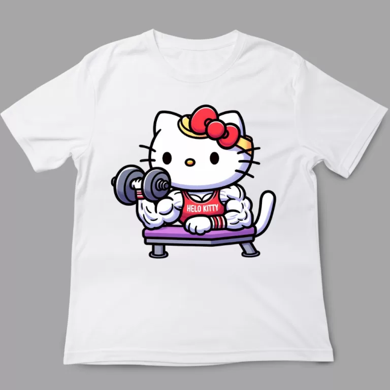 Camiseta Hello KItty treino -maromba Levantando pe
