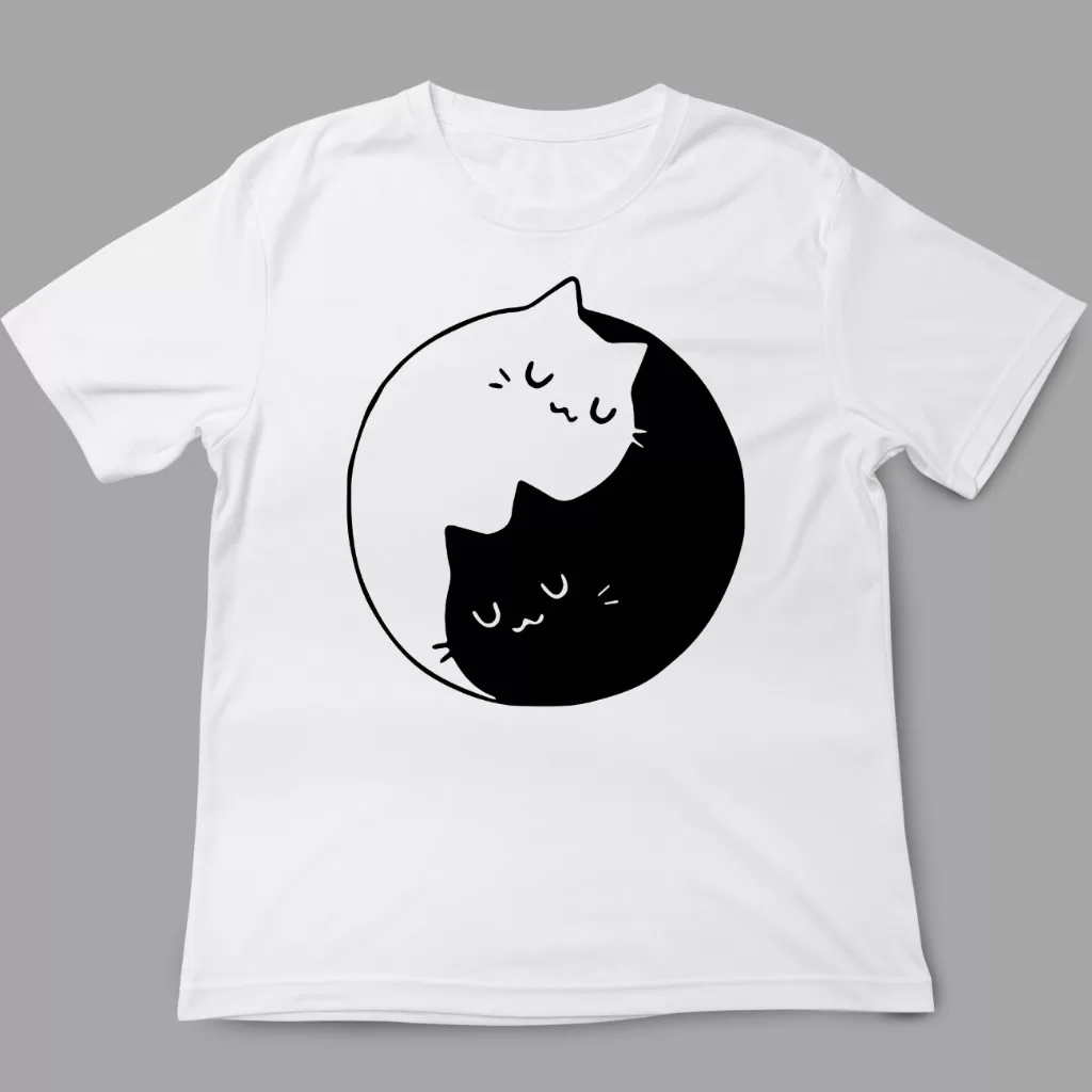 Camiseta Gatos – Ying Yang Cat – Amo Cat