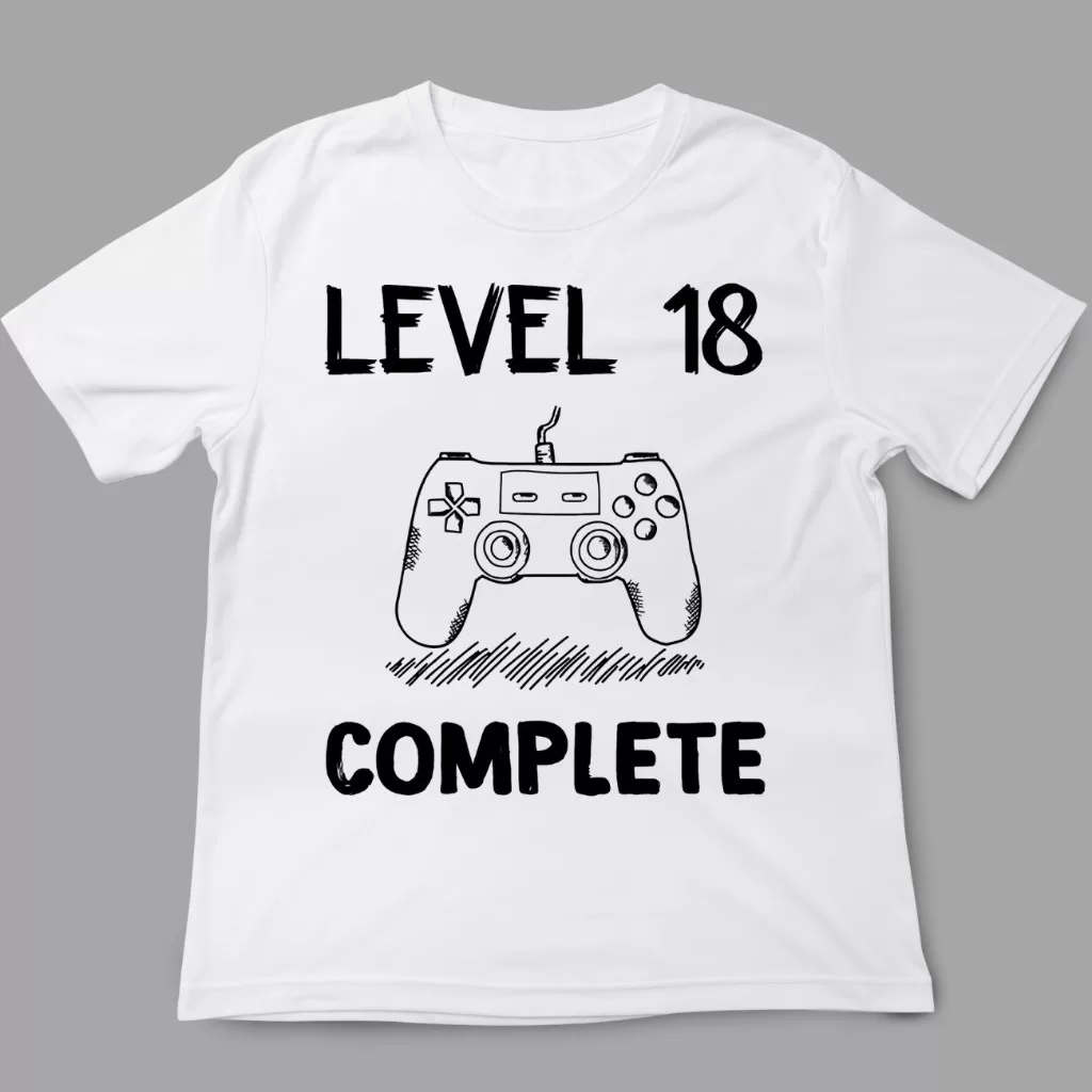 Camiseta Geek – Level 18 Complete Aniversário Gamer
