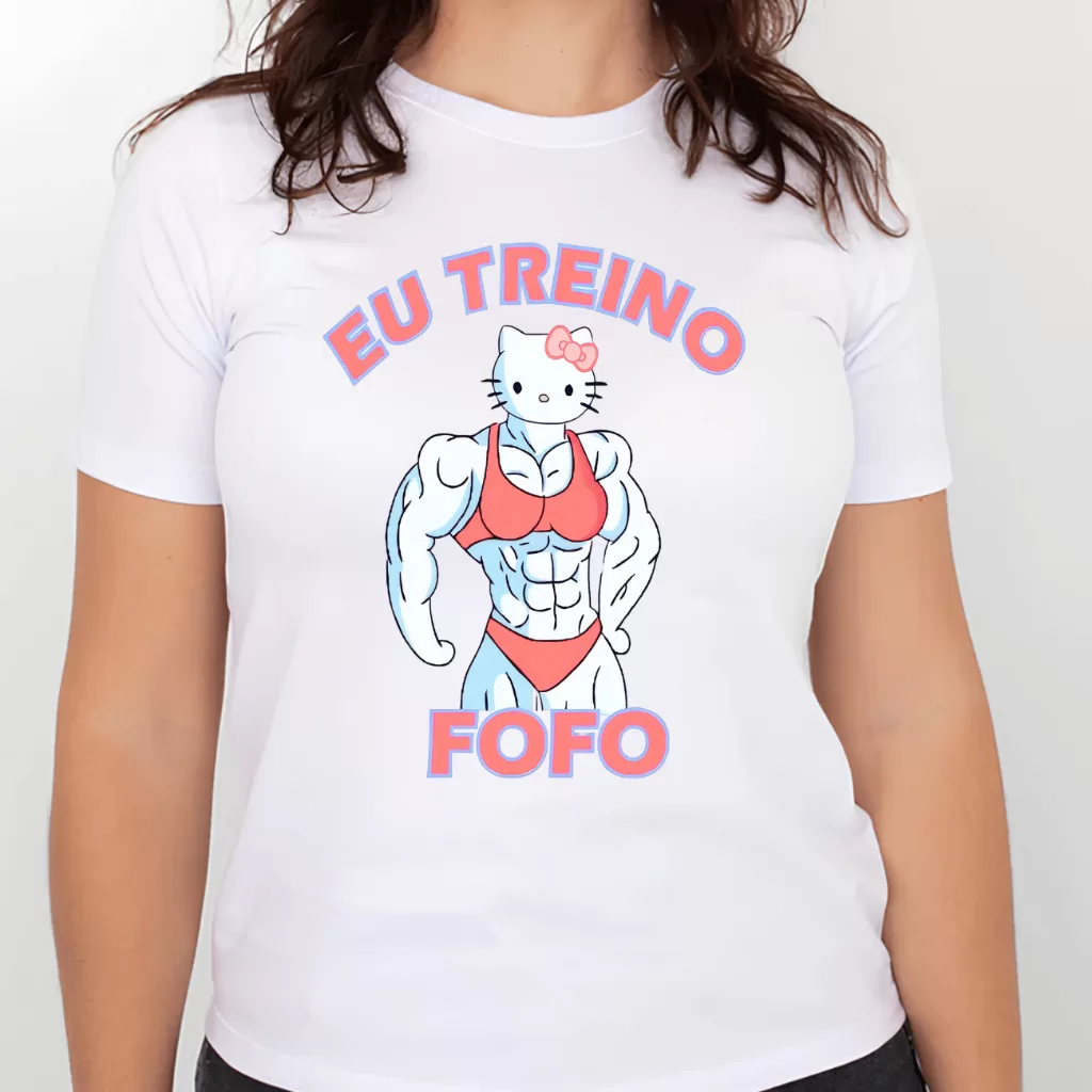 Camiseta Treino hello kitty meme | eu treino fofo  maromba