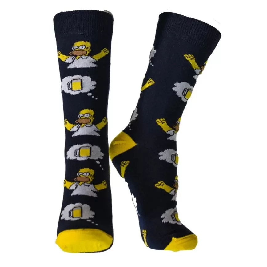 Meia Cano Alto Homer Preto Academia Skate Sport Algodão