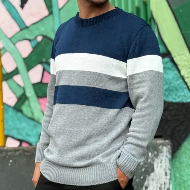 Sueter Masculino Gola Redonda Blusa de Frio Tricot