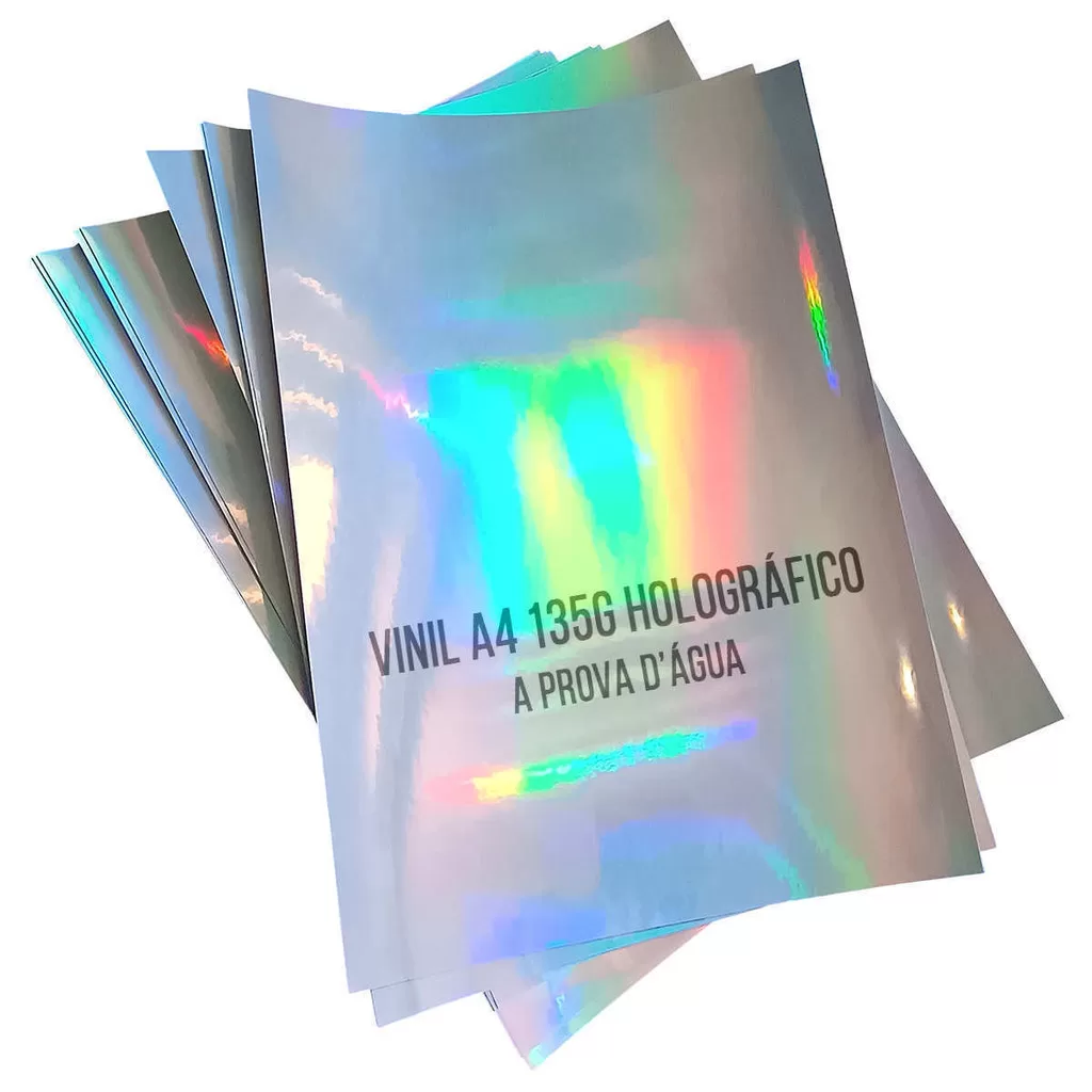 Vinil Adesivo Holográfico A4 135g À Prova DÁgua PVC Filme Adesivo Glossy com 10 Folhas