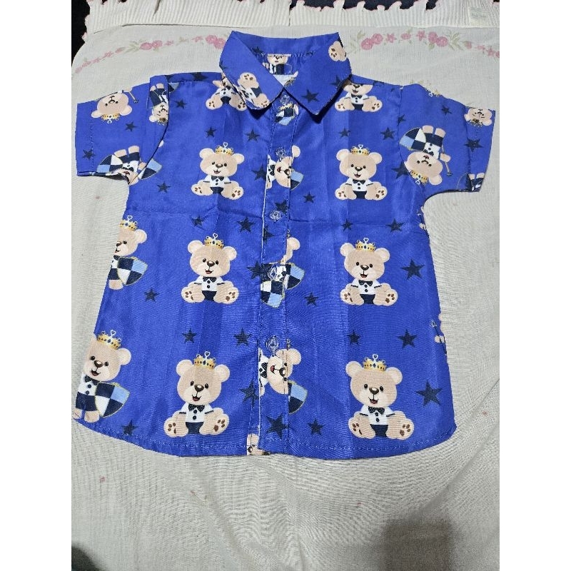 camisa social urso rei tam 1.2 anos e 3.4 anos