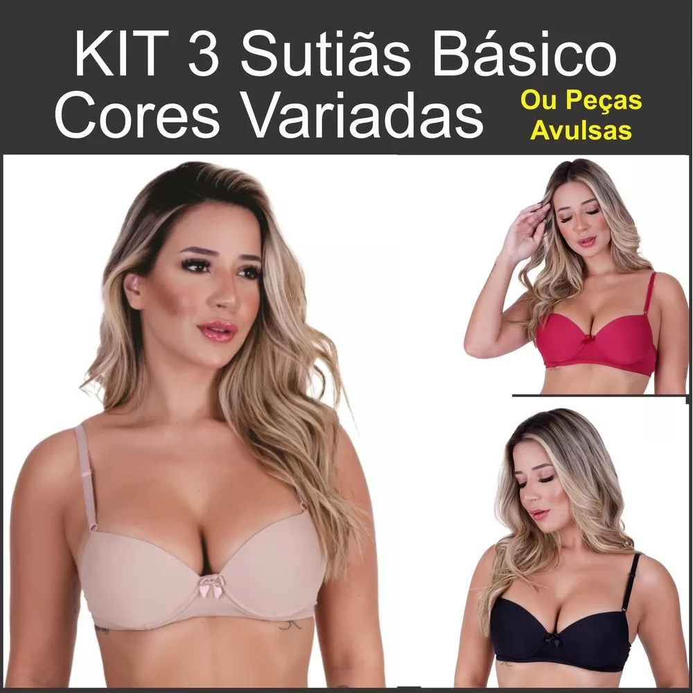 Sutiã com Bojo em Microfibra Clamar 2235 Lingerie Promoção Fábrica Kit c/ 2 ou 3 Soutien ou AVULSO