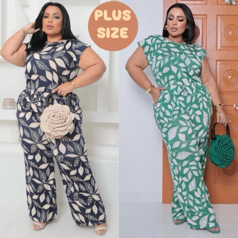 PLUS SIZE Conjunto calça reta blusa varias estamp