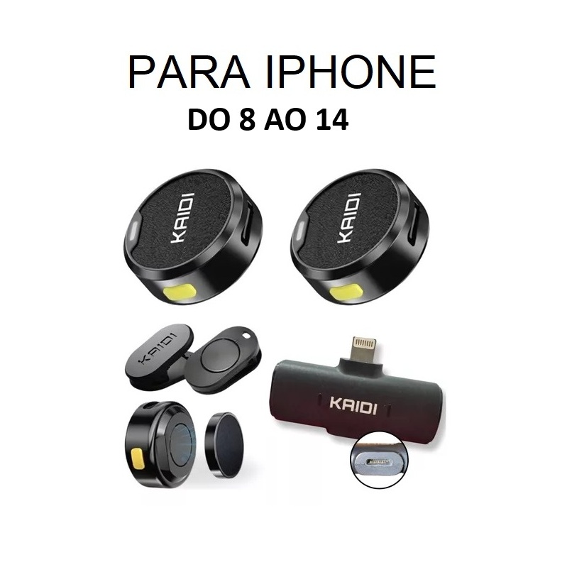 Microfone Profissional Sem Fio Duplo Lapela Redondo para Iphone ou Android Kaidi