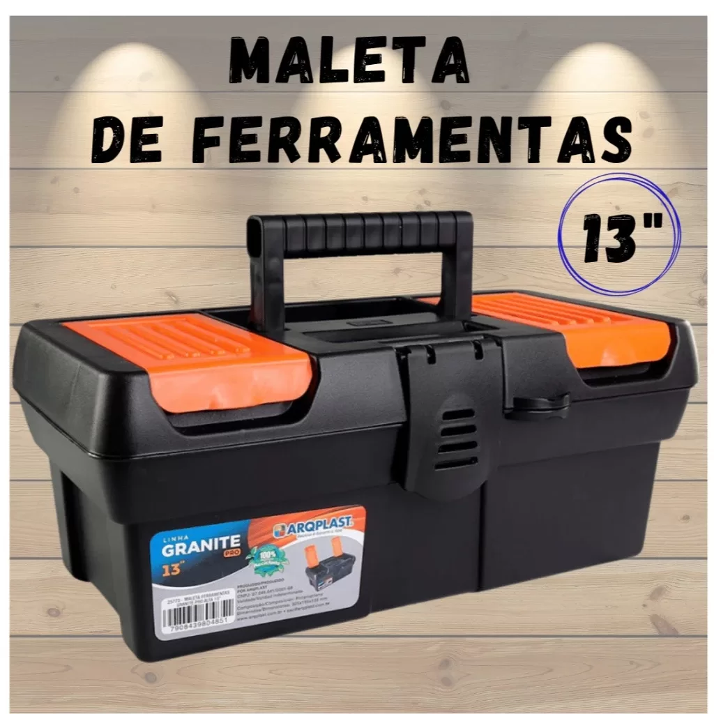 Maleta Caixa de Ferramentas Granite Pro Alta 13 Arqplast Resistente Reforçada Grande Pequena