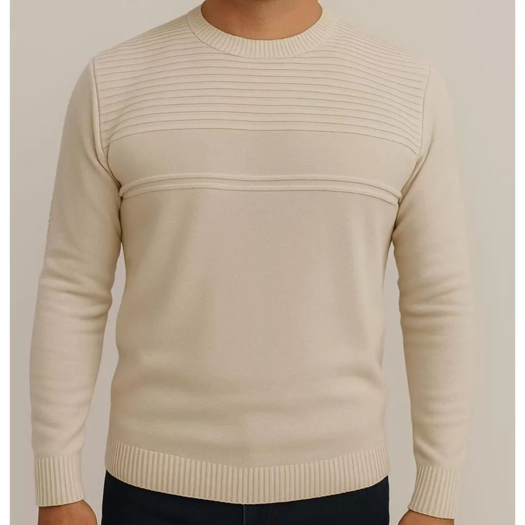 Blusa de Frio Masculina Suéter de Tricot Inverno Gola Redonda Texturizada Tam. M G GG 2026