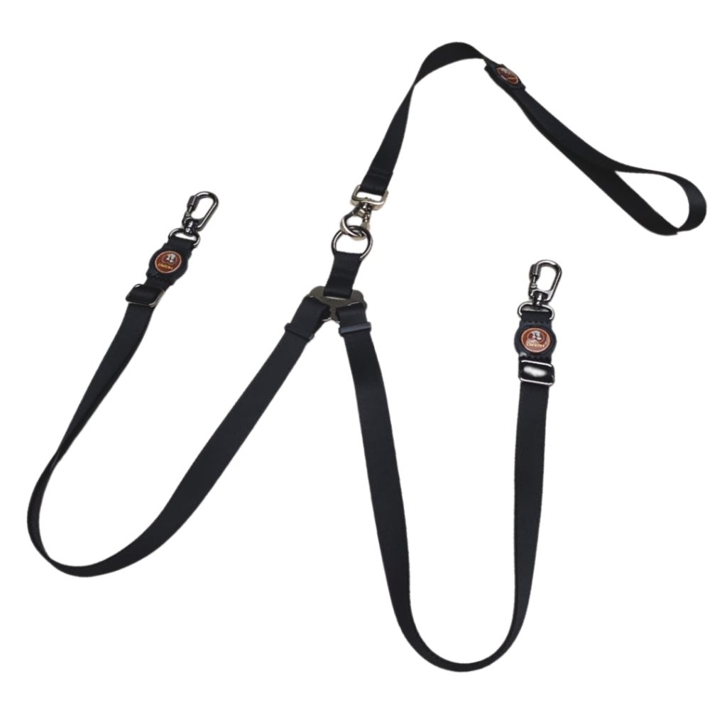 Guia dupla para cães passeios seguros com dois cachorros da Facepet mosquetão trava e rosca