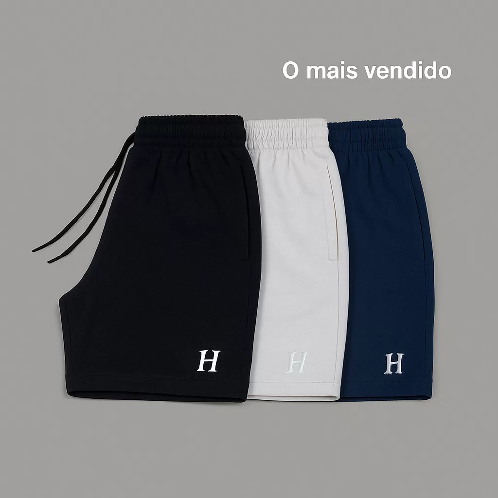 Kit 3 Bermudas Tactel masculino com Elastano