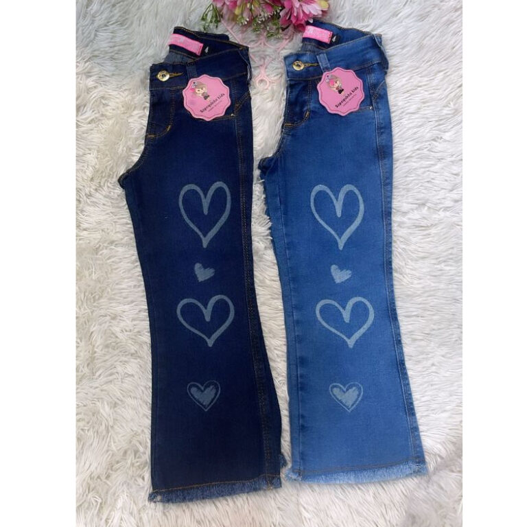 CALCA JEANS INFANTIL MENINA LASER CORAÇAO BLOGUEI