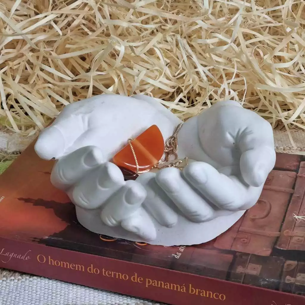 Kit 2 Porta Joia, Treco E Chaves Mãos De Gesso cerâmico ornamentação