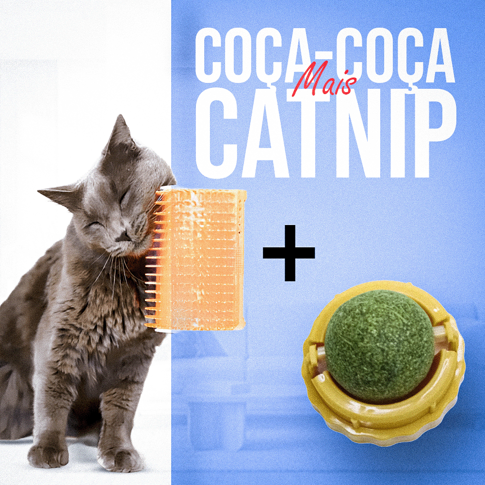 Escova Massageadora Pet Catnip e Conforto Coça Coça para Gatos Com Amor Para Pets