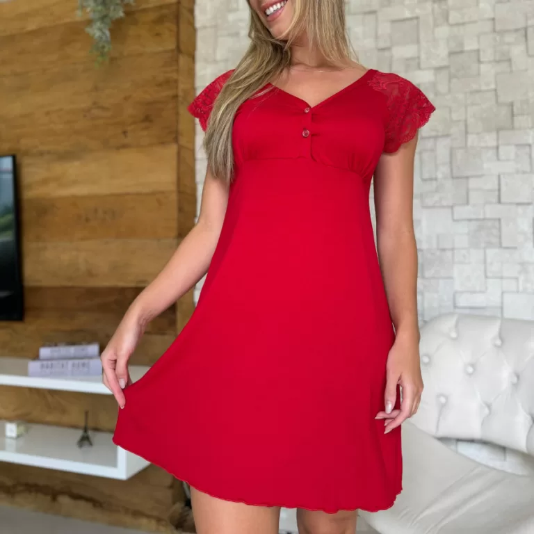 Camisola Feminina em Viscose com Botões Plus Size