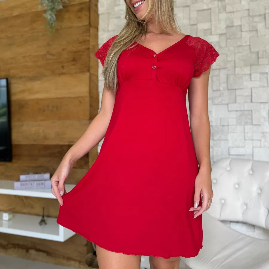 Camisola Feminina em Viscose com Botões Plus Size Amamentação Maternidade Pós Parto