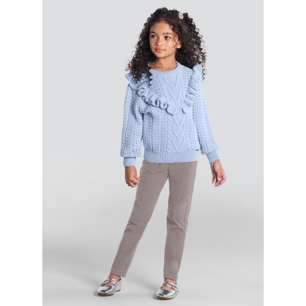 Suéter Infantil Menina Com Babado Mundi