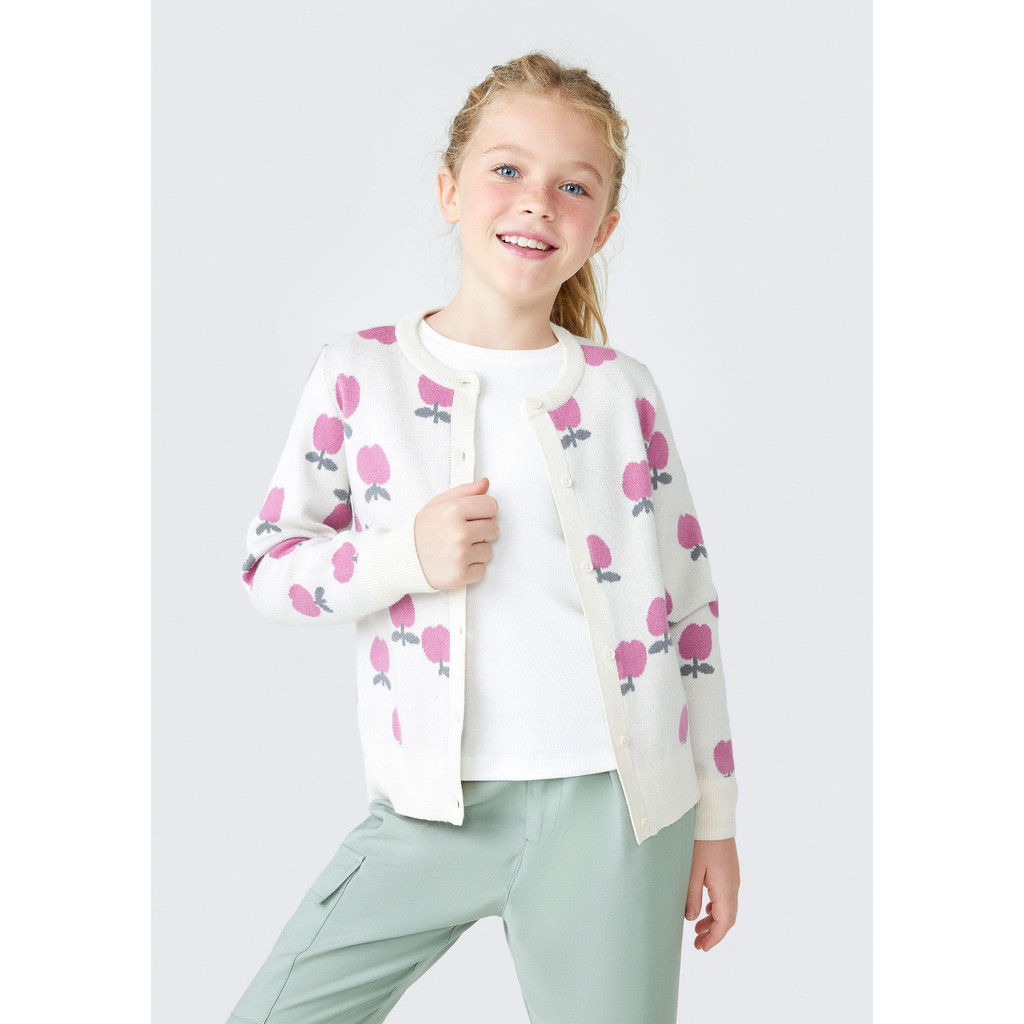 Cardigan Infantil Menina Em Tricô Estampado Hering Kids
