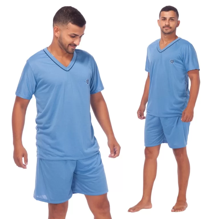 Pijamas Lisos Masculino Manga Curta Short Linha No
