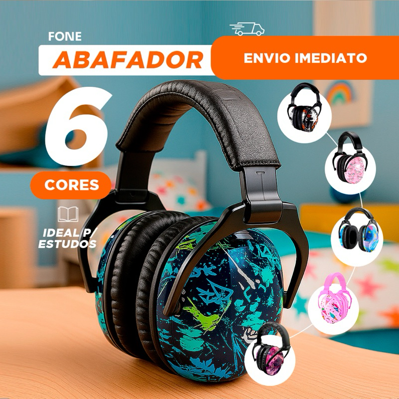 Abafador Autismo Infantil Fone Protetor de Som Ouvido Auricular Ruido Super Confortavel Tdah Tea Aut